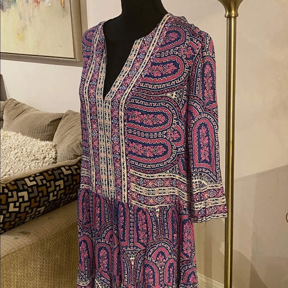 BCBGMaxAzria Pink and Blue Paisley Dress - Picture 3 of 5